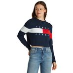 Tommy Hilfiger TJW CENTER FLAG SWEATER EXT Kadın Kazak, Mavi, L