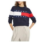 Tommy Hilfiger TJW CENTER FLAG SWEATER EXT Kadın Kazak, Mavi, M