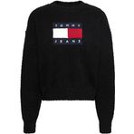 Tommy Hilfiger TJW CENTER FLAG SWEATER EXT Kadın Kazak, Siyah, XS