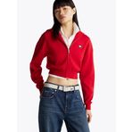 Tommy Hilfiger TJW CRP BADGE ZIP THRU CARDIGAN Kadın Kazak, Kırmızı, L