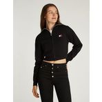 Tommy Hilfiger TJW CRP BADGE ZIP THRU CARDIGAN Kadın Kazak, Siyah, L