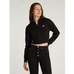 Tommy Hilfiger TJW CRP BADGE ZIP THRU CARDIGAN Kadın Kazak, Siyah, M