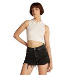 Tommy Hilfiger TJW CRP GMD RIB SL POLO Kadın Polo T-shirt, Beyaz, S