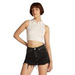 Tommy Hilfiger TJW CRP GMD RIB SL POLO Kadın Polo T-shirt, Beyaz, XS