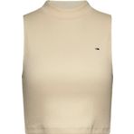 Tommy Hilfiger TJW CRP Mockneck RIB Tank Bej Kadın T-shirt