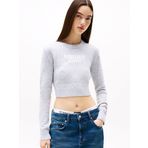 Tommy Hilfiger TJW CRP SCRIPT SWEATER EXT Kadın Kazak, Gri, M