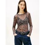 Tommy Hilfiger Tjw Dar Kesim Tamamı Baskılı File Uzun Kollu Kadın Kahverengi Bluz Dw0dw215580hd