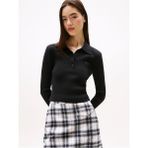Tommy Hilfiger Tjw Klasik Polo Uzun Kollu Kadın Siyah Kazak DW0DW21829BDS - XS