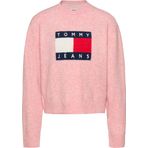 Tommy Hilfiger TJW MELANGE FLAG SWEATER EXT Kadın Kazak, Pembe, XS