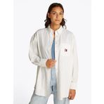 Tommy Hilfiger TJW OVS BADGE OXFORD SHIRT EXT Kadın Gömlek, Beyaz, L