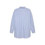 TOMMY HILFIGER TJW OVS BADGE STRIPE SHIRT Kadın Gömlek, Mavi, L