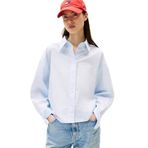Tommy Hilfiger TJW REG CROP STRIPE POPLIN SHIRT Kadın Gömlek, Mavi, M