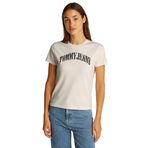 Tommy Hilfiger TJW REG FLORAL VARSITY TEE Kadın T-shirt, Beyaz, S