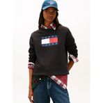 TOMMY HILFIGER TJW REG TJ FLAG CREW Kadın Sweatshirt, Black, S