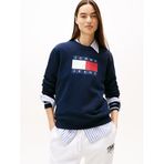 TOMMY HILFIGER TJW REG TJ FLAG CREW Kadın Sweatshirt, Mavi, S
