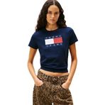 TOMMY HILFIGER TJW REG TJ FLAG SS TEE Kadın T-shirt, Dark Night Navy, M