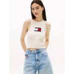 Tommy Hilfiger Tjw Rıb Racer Tank Kadın Beyaz Kazak Dw0dw20975ybl