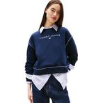 TOMMY HILFIGER TJW RLX CRP STITCH LINEAR CREW Kadın Sweatshirt, Mavi, S