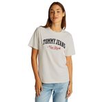 Tommy Hilfiger TJW RLX GMD VARSITY TEE Kadın T-shirt, Beyaz, S