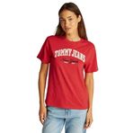 Tommy Hilfiger TJW RLX GMD VARSITY TEE Kadın T-shirt, Kırmızı, XS
