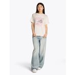 Tommy Hilfiger TJW RLX TONAL TROPICS TEE Kadın T-shirt, Beyaz, XS