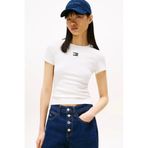 Tommy Hilfiger TJW SLIM BADGE RIB TEE Kadın Beyaz T-shirt DW0DW17881YBL