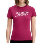 Tommy Hilfiger TJW SLIM ESSENTIAL LOGO TEE EXT Kadın T-shirt, Kırmızı, XS