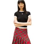 TOMMY HILFIGER TJW SLIM SH BADGE SS RIB EXT Kadın T-shirt, Black, S
