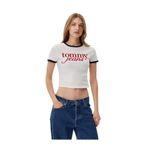 Tommy Hilfiger TJW SLIM SH SCRIPT RINGR TEE EXT Kadın T-shirt, Beyaz, S
