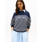Tommy Hilfiger TJW STRIPE VARSITY SWEATER Kadın Kazak, Mavi, S