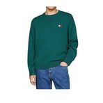 Tommy Hilfiger Tommy Rozetli Yünlü Kazak, L, DM0DM20706-CWG, Yeşil, Erkek