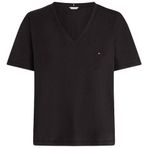 Tommy Hilfiger V Yaka Kısa Kollu T-Shirt, M, WW0WW43901, Siyah, Kadın