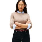 Tommy Hilfiger Wool Cash C-Nk Ls Sweater Kadın Bej Kazak Uzun Kollu - WW0WW47470