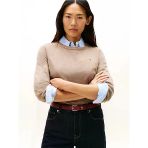 Tommy Hilfiger WOOL CASH C-NK LS SWEATER Kadın Bej Kazak - WW0WW47470