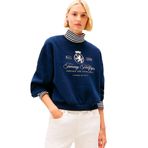 Tommy Hilfiger Yuvarlak Yaka Baskılı Sweatshirt, M, 5003298928, Mavi, kadın