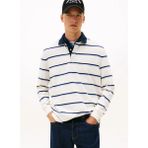 Tommy Jeans Çizgili Ekru Erkek Polo T-Shirt DM0DM228620FA Ekru Polo T-Shirt - XL