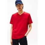 Tommy Jeans Erkek Essential V Yaka Tişört - Kırmızı - 2XL