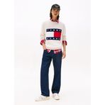 Tommy Jeans Erkek Regular Fit Bisiklet Yaka Logolu Kazak, Bej