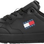 Tommy Jeans Erkek Sneaker, Siyah, 45, Marka Bayrak Logolu Düşük Bilekli Sneaker, EM0EM01397