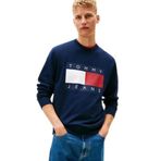 Tommy Jeans Erkek TJM REG BIG FLAG CNECK EXT Sweatshirt Dark Night Navy S