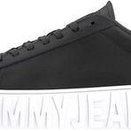 Tommy Jeans Erkek Tommy Jeans Leather Outsole Spor Ayakkabı, Black, 44 EU