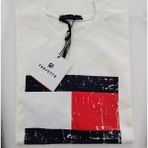 Tommy Jeans Göğüs Eskitme Baskılı Bisiklet Yaka Erkek T-Shirt - Beyaz 01