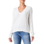 Tommy Jeans Hilfiger TJW ESSENTIAL VNECK SWEATER EXT Kadın Kazak, Beyaz, M