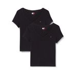Tommy Jeans Kadın TJW 2PACK V-NECK TEE T-shirt Black/Black L