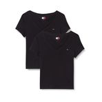 Tommy Jeans Kadın TJW 2PACK V-NECK TEE T-shirt Black/Black S