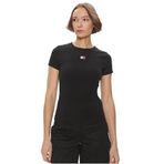 Tommy Jeans Kadın TJW SLIM BADGE RIB TEE T-shirt Black S