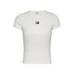 Tommy Jeans Kadın TJW SLIM BADGE RIB TEE T-shirt Ecru L