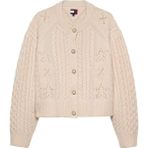 Tommy Jeans Krem Kadın Bisiklet Standart Kazak Tg Preppy Cable Cardıgan