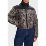 Tommy Jeans Leopar Desen Relaxed Fit Çıkarılabilir Kapüşonlu Şişme Mont Bayan Mont DW0DW21967 0hd - XS