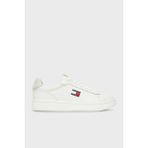 Tommy Jeans Logolu Deri Sneaker Ayakkabı Bayan Ayakkabı EN0EN02815 Ybl - Beyaz